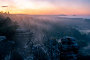 First light in the Bastei area First light in the Bastei area